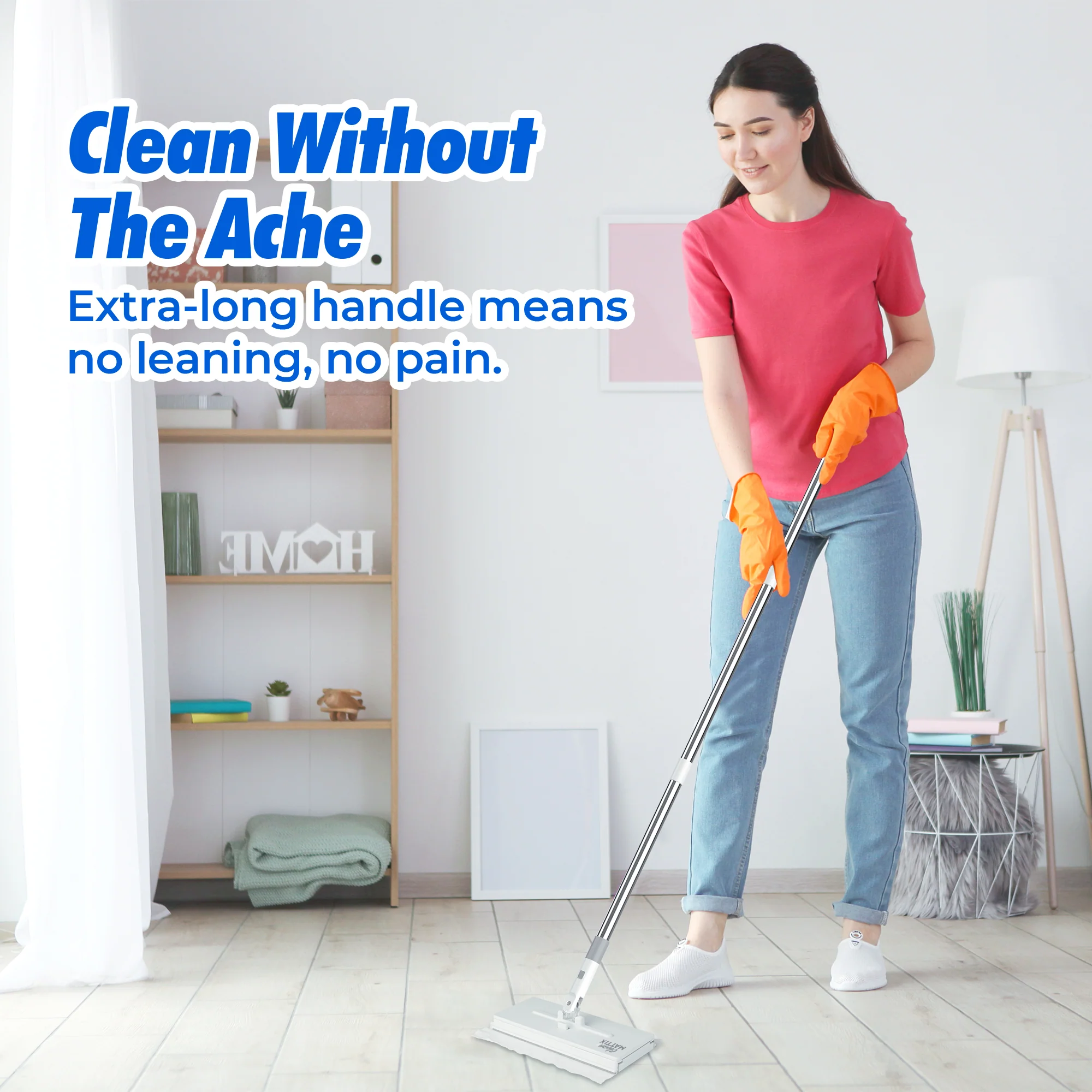 FlexiClamp Sweep & Mop Kit - Smarter Mop - Compatible with Swiffer Pads- for Home and Kitchen - Image 2