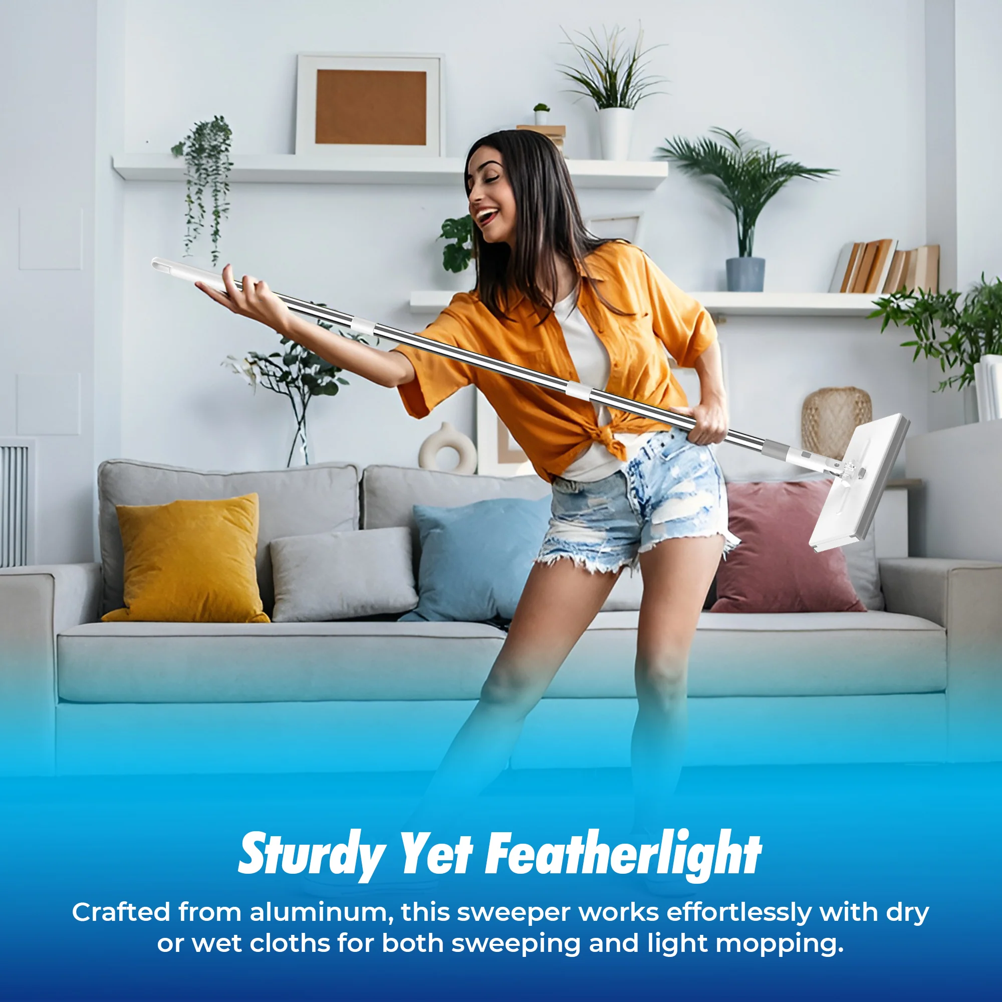 FlexiClamp Sweep & Mop Kit - Smarter Mop - Compatible with Swiffer Pads- for Home and Kitchen - Image 7