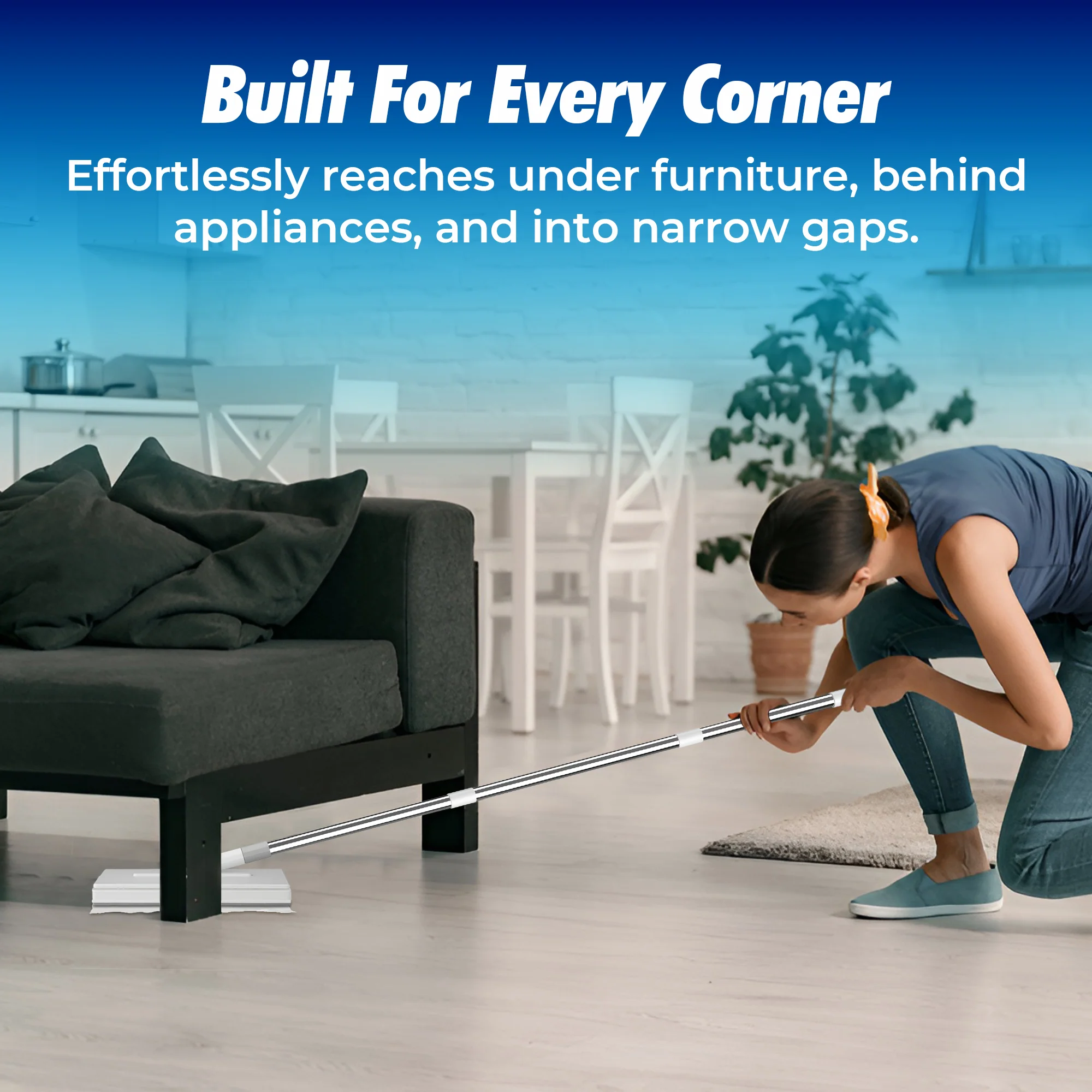 FlexiClamp Sweep & Mop Kit - Smarter Mop - Compatible with Swiffer Pads- for Home and Kitchen - Image 8