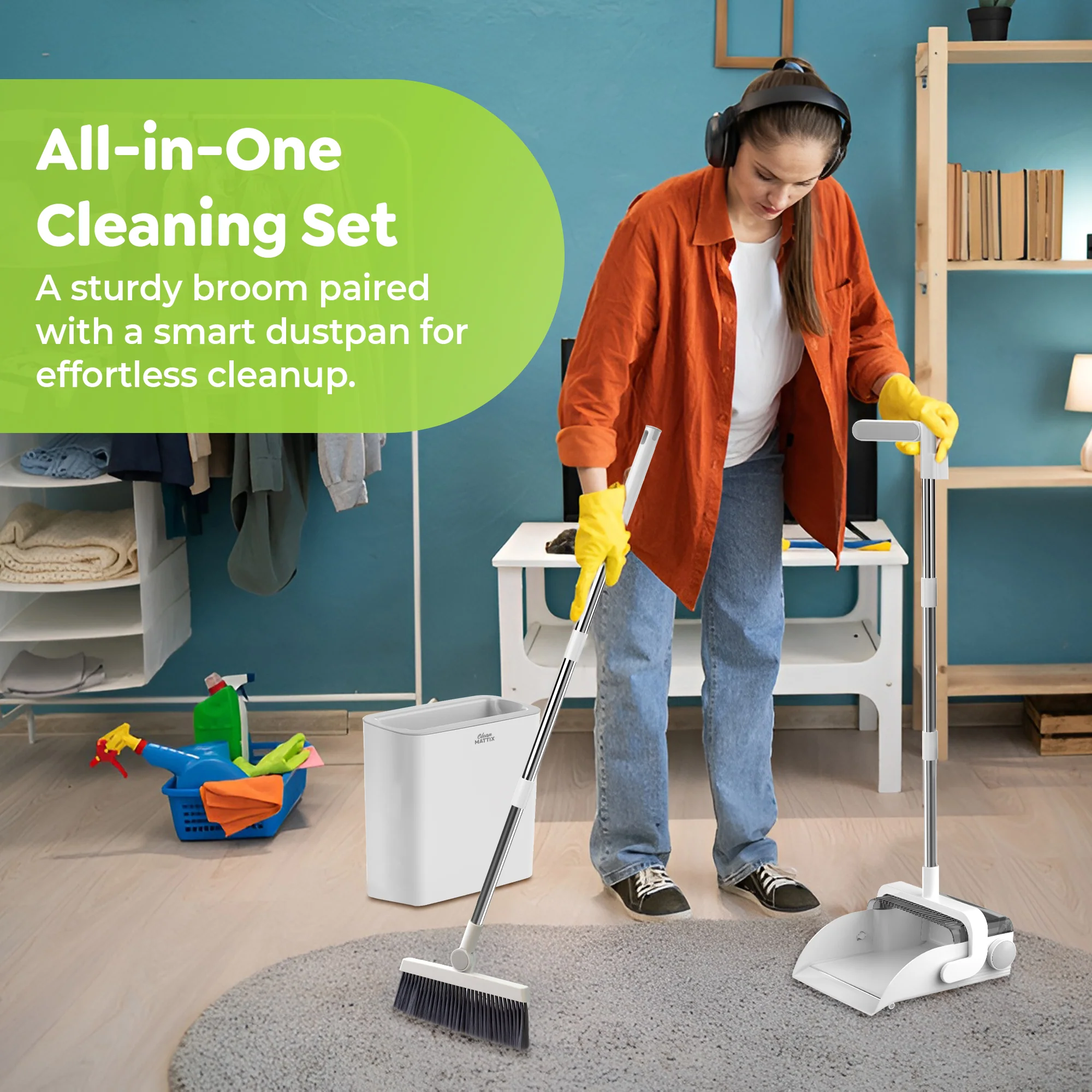 DustDockPro by CleanMattix- Premium 3-in-1 Broom, Dustpan, and Bin/Trashcan - Image 6