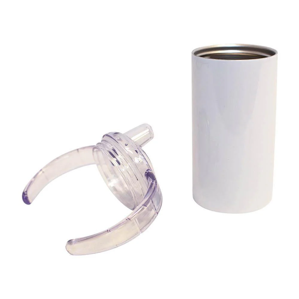 12 oz Sublimation Blank Tumbler Sippy Cup White with Dual Lids- Handle Lid & Sliding Lid - Image 3