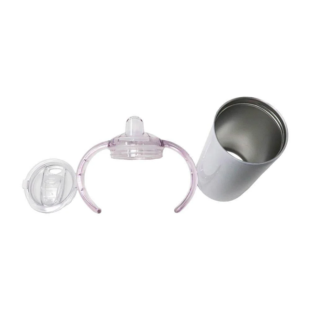 12 oz Sublimation Blank Tumbler Sippy Cup White with Dual Lids- Handle Lid & Sliding Lid - Image 8