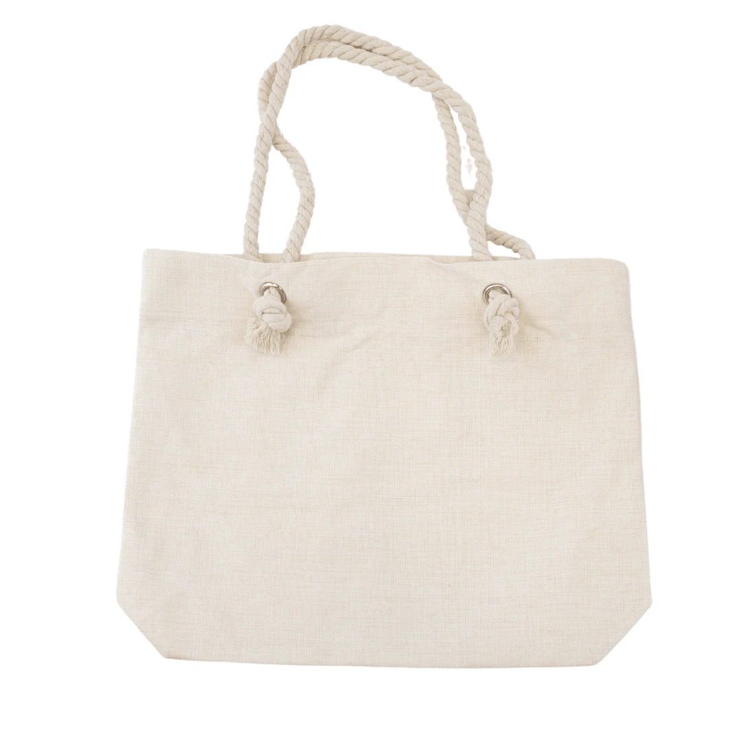 Sublimation Tote Bag With Rope Handle Polyester Linen Mix 14.5'' x 19" - Image 3