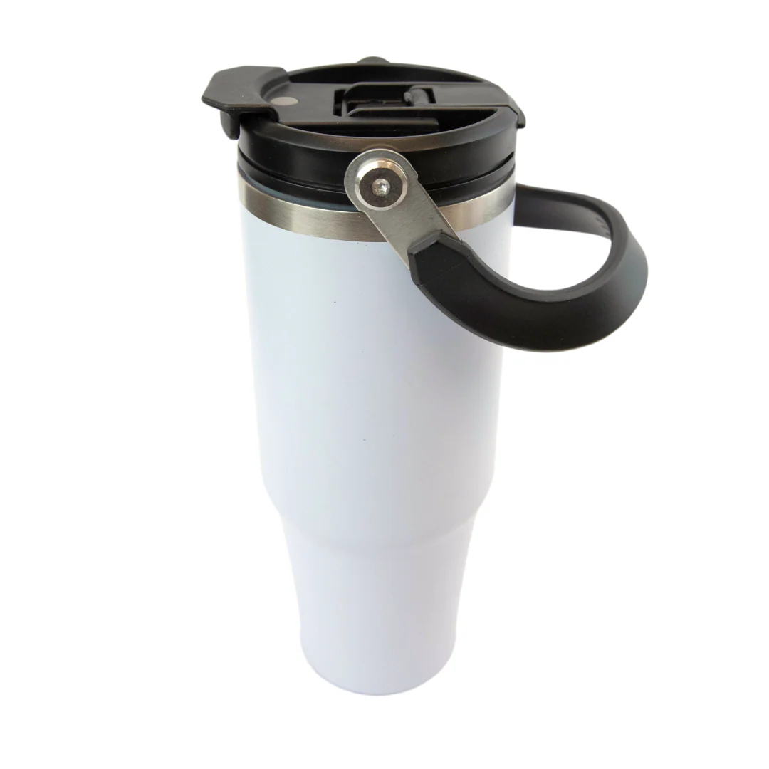 30oz Sublimation White Double Way Lid Tumbler - Image 3