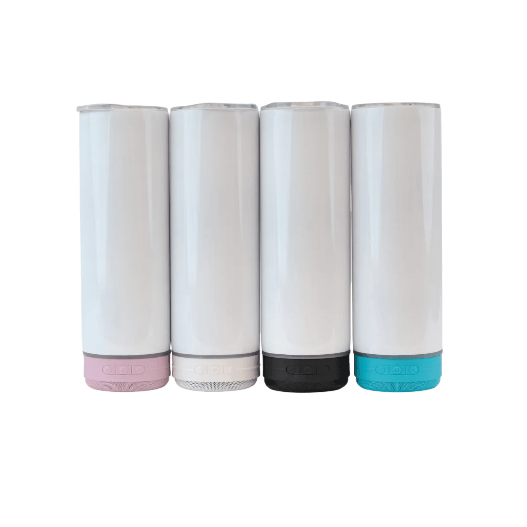 20 oz GLOW in the Dark Sublimation Tumbler with Bluetooth Speaker, (PINK) - Image 3